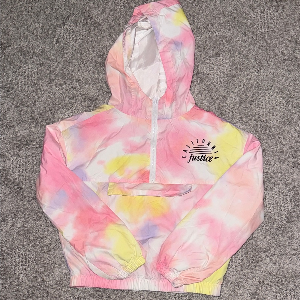 Justice Kids Pastel Tie-Dye rain coat Hoodie